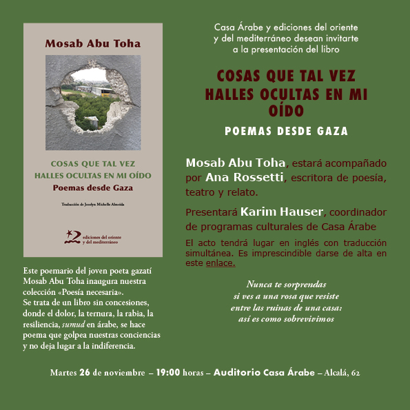Cosas-que-tal-vez-halles-ocultas-en-mi-oído-Poemas-desde-Gaza Árabe 26nov24